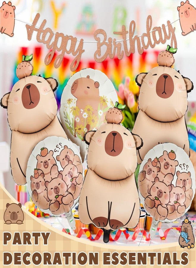 Trandraft 9 Pcs Capybara Birthday Party Decorations Includes 1 Capybara Birthday Banner 4 Capybara Shaped Balloons 4 Round Balloons for Capybara Party Favors Capybara Theme Party Supplies Decor - Image 4
